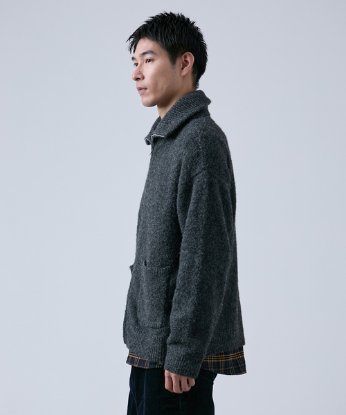 OSKR セーター ニット OSKR別注 ジップ シャギードライバーズニット