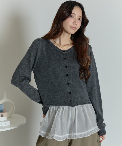 アンサンブル 「2点セット」ニットカーディガンxチューブトップ