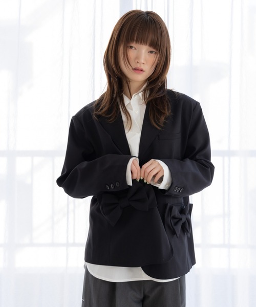 haek ジャケット テーラードジャケット jacket with ribbon/リボン付き
