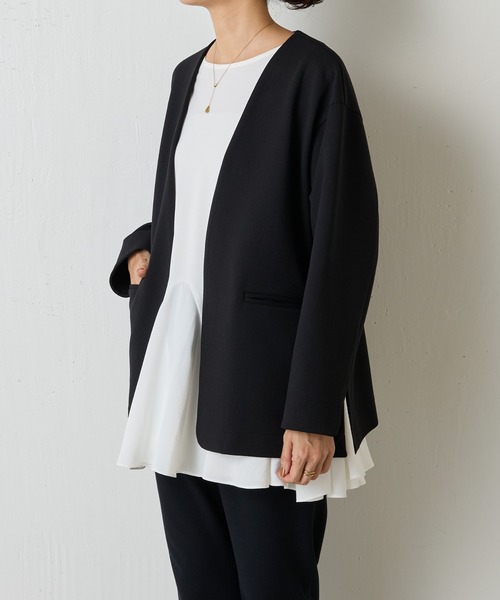 【新品】完売品 BEARDSLEY リネン ジャケット ノーカラー ブラック BEARDSLEY（ビアズリー） ノーカラージャケット FREE ネイビー