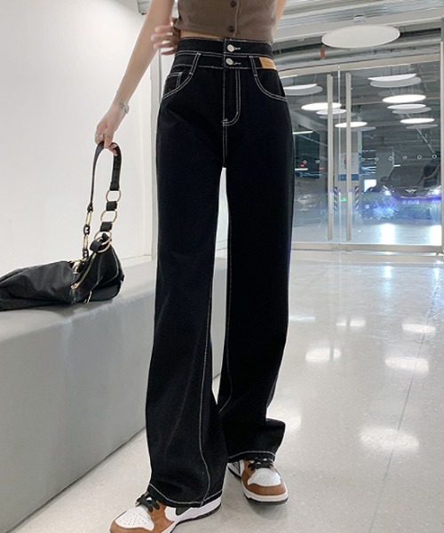 「COCOMOMO」 デニムパンツ M ブラック レディース_画像3