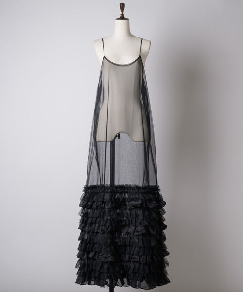 「LA BELLE ETUDE」 キャミソールワンピース 0 チャコールグレー レディース_画像4