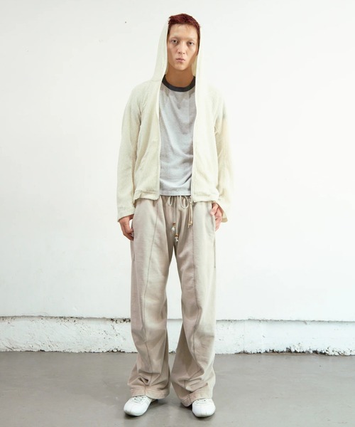 NVRFRGT(ネヴァーフォーゲット)FULL ZIP UP HOODIE 白 NVRFRGT（ネヴァーフォーゲット） パーカー 「NVRFRGT」SEMI SHEER