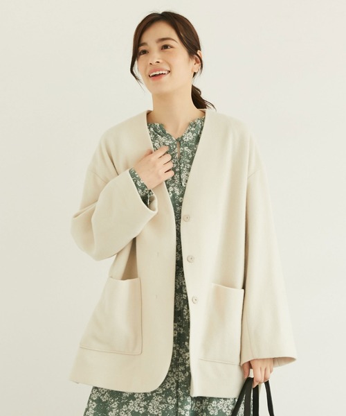 コート ジャケット ノーカラー Vネック 大人カジュアル S/M/L DOUX ARCHIVES ジャケット ノーカラージャケット Vネックノー