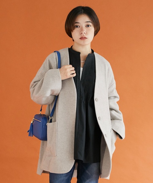 ミドル Vネック レーシー ジャケット スーツ アウター DOUX ARCHIVES ジャケット ノーカラージャケット Vネックノー