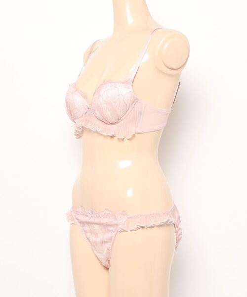 Absorle ブラジャー ショーツセット フェミニンフラワープリーツ