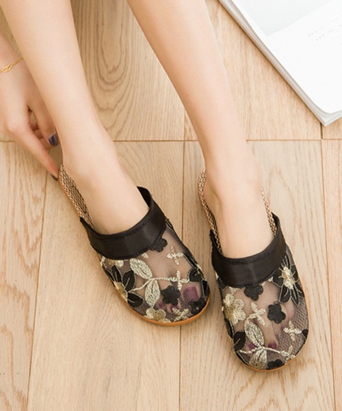 STYLEBLOCK サンダル シースルーフラワー刺繍サンダル