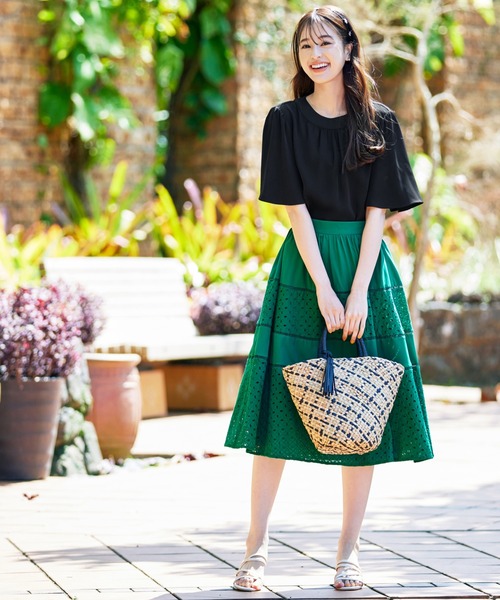 Tiaclasse ブラウス シャツ 「洗える」5分丈フレアスリーブブラウス