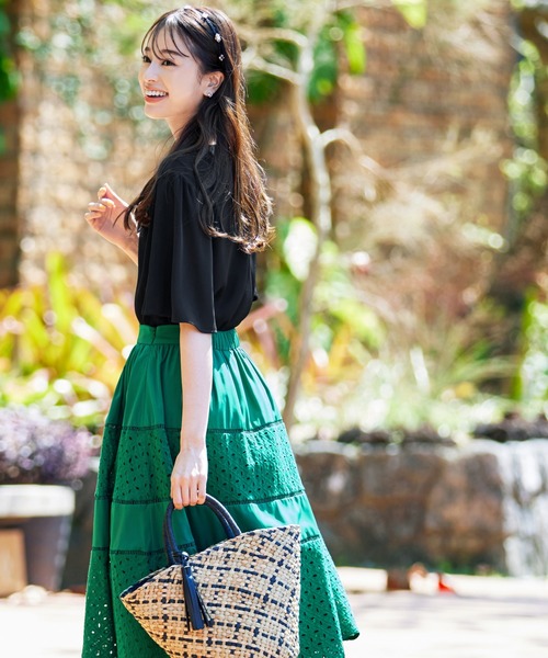 Tiaclasse ブラウス シャツ 「洗える」5分丈フレアスリーブブラウス