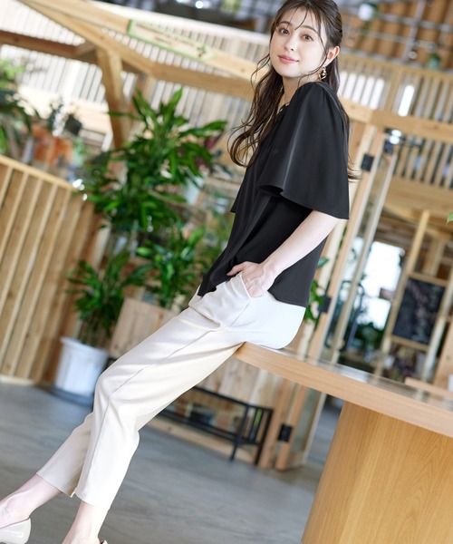 Tiaclasse ブラウス シャツ 「洗える」5分丈フレアスリーブブラウス