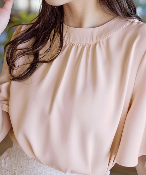 Tiaclasse ブラウス シャツ 「洗える」5分丈フレアスリーブブラウス