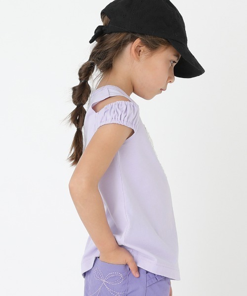 HAKKA KIDS tシャツ ハートモチーフオフショルダーTシャツ