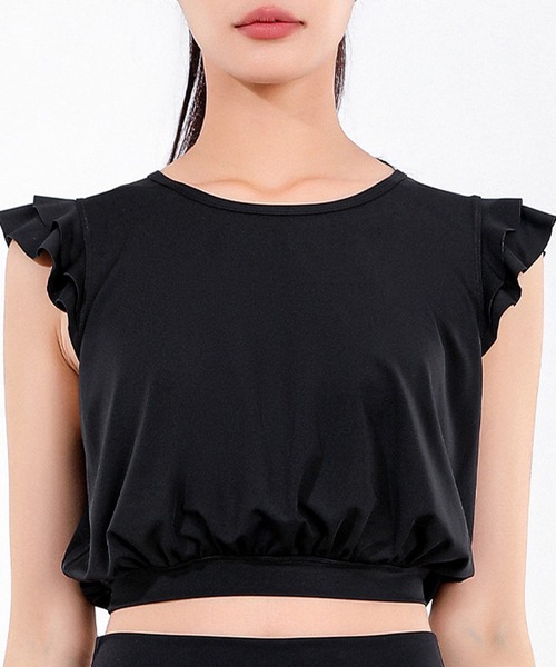 HYS SHOP タンクトップ ノースリーブ レディース クロップド丈タンク