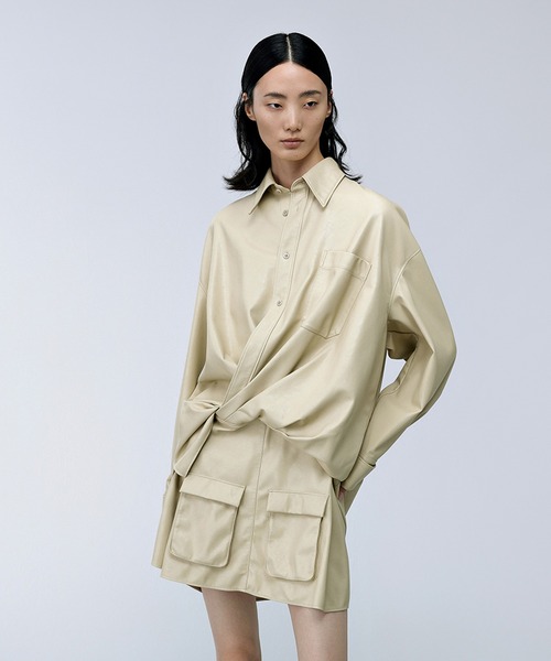 JNBY ワンピース JNBY ワンピース Faux Leather Shirt Dress / フェイクレザー