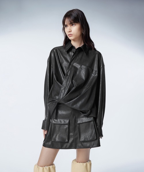 JNBY ワンピース JNBY ワンピース Faux Leather Shirt Dress / フェイクレザー