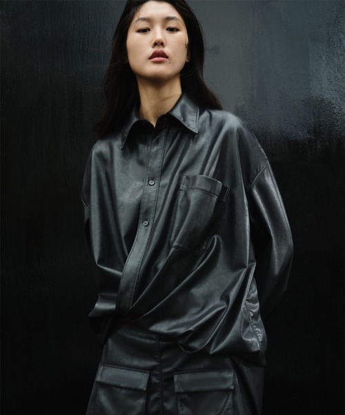 JNBY ワンピース JNBY ワンピース Faux Leather Shirt Dress / フェイクレザー