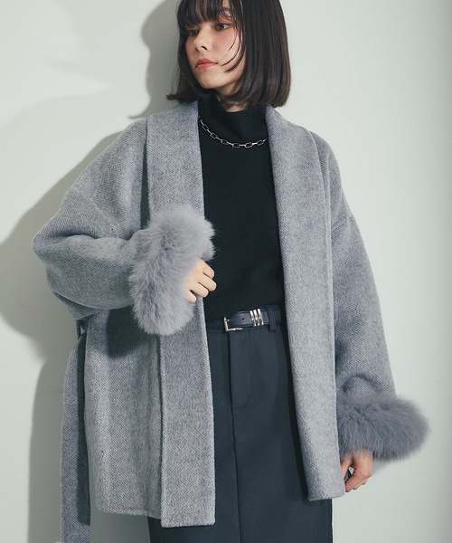SMILE ORCHIDフォックスファー付きスタンドカラーウール混コート 楽天市場】【クーポンで半額】 フォックス ファー ロング ダウン