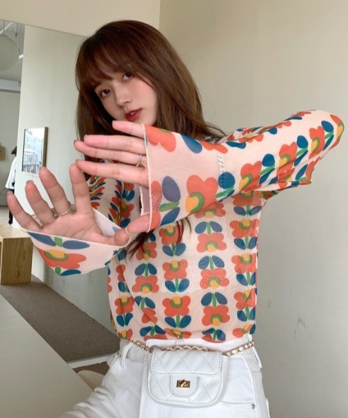 tシャツ 花柄 シースルートップス レディース メンズ : ZOZOTOWN Yahoo