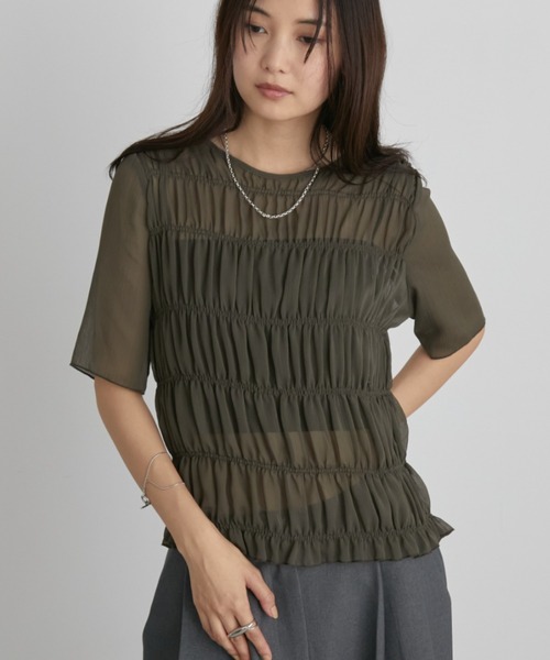 Aunt Marie's tシャツ メニーシャーリングハーフスリーブシアー