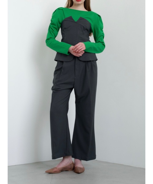 スラックス パンツ 「Exclusive Line」bustier layered slacks