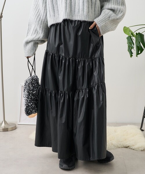 khy フェイクレザーアシンメトリースカート FREAK'S STORE スカート フェイクレザー アシメティアード