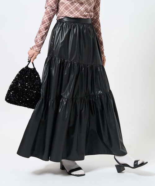 FREAK'S STORE スカート フェイクレザー アシメティアード