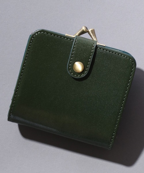 Folded wallet（二つ折り） イタリアレザー 本革 グレー カーキ Folded