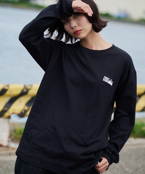 コットン ジャージー ロングスリーブ Tシャツ FIRST DOWN tシャツ ロゴ コットンジャージー ロングスリーブ T