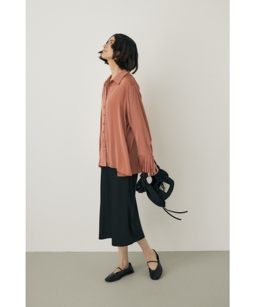 ブラウス シャツ リサイクルポリエステル×レーヨン素材　手洗い可能な滑らかなサテンシャツ レディース M_ ブラウス シャツ リサイクルポリエステル×レーヨン素材