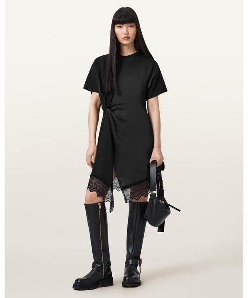 ALLSAINTS ワンピース LANA LACE TRIM MINI T-SHIRT DRESS