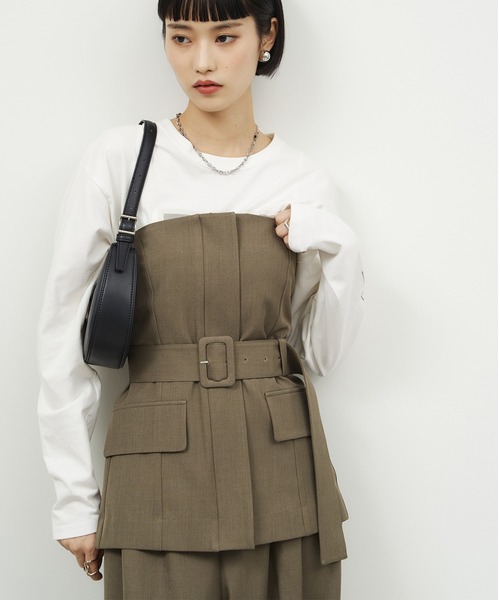 ベスト ジレ 「NOGLE/ノグル」ジップデザインベルトビスチェ レディース | NOGLE | 03