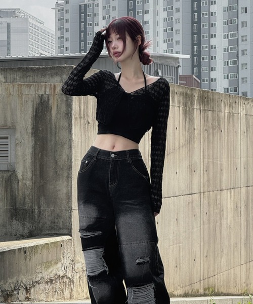 KsG カーディガン シースルークロスカーディガン レディース メンズ