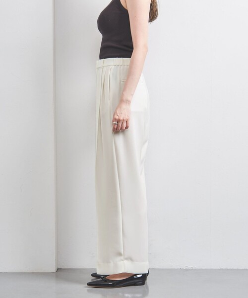 UNITED ARROWS スラックス パンツ 2タック ワイドパンツ WHITE
