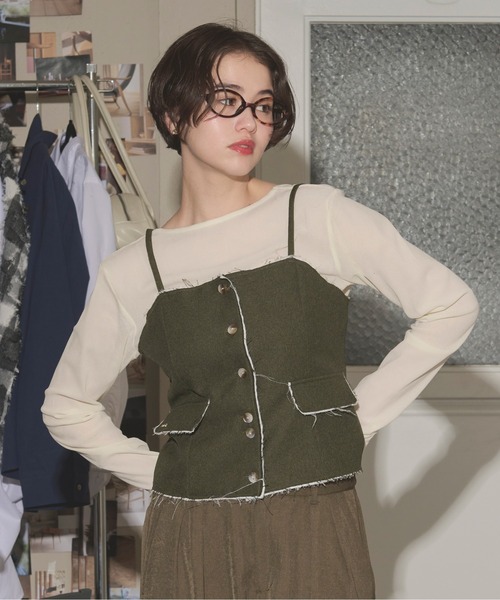 loin nuit キャミソール cut off corset bustier / カットオフ