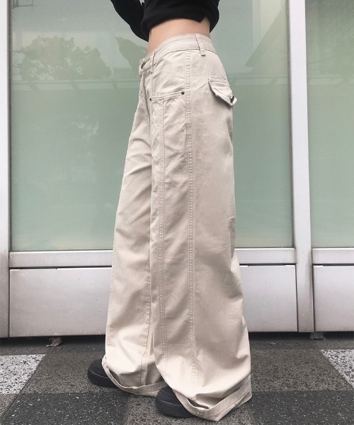 anyonemore コットン切替ワイドパンツ anyonemore パンツ 「A/M」 コットン切替ワイドパンツ