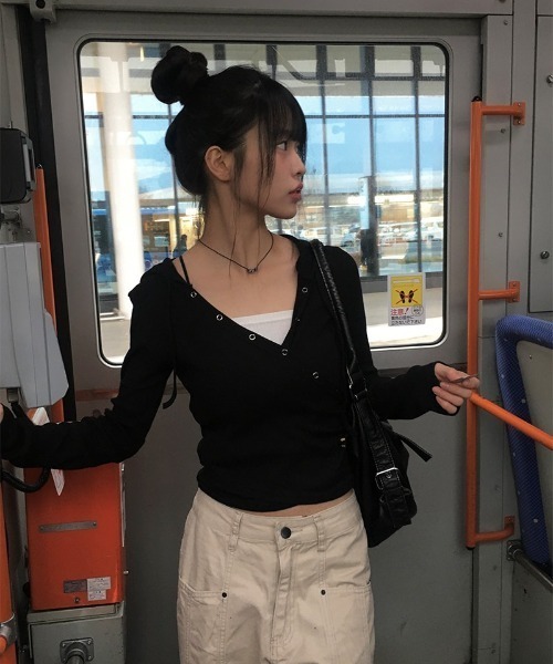 anyonemore コットン切替ワイドパンツ anyonemore パンツ 「A/M」 コットン切替ワイドパンツ