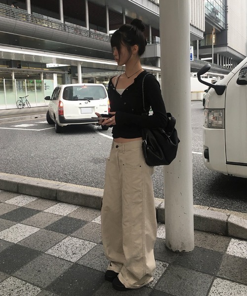 anyonemore コットン切替ワイドパンツ anyonemore パンツ 「A/M」 コットン切替ワイドパンツ