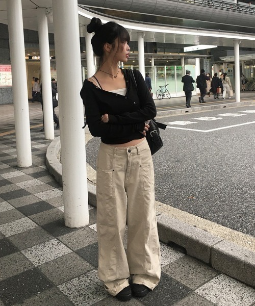 anyonemore コットン切替ワイドパンツ anyonemore パンツ 「A/M」 コットン切替ワイドパンツ