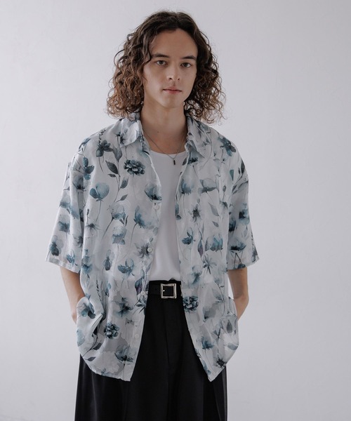 新品　HARE フラワーシアー柄シャツ　05 S 楽天市場】アートフラワーシアーシャツ HARE ハレ トップス