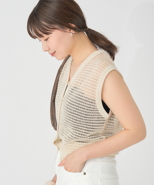 IENA ベスト　ジレ SLOBE IENA ベスト ジレ パールニットベスト レディース