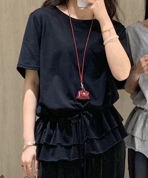 Lace Ladies（レースレディース） tシャツ 半袖 ウエスト ティアード 