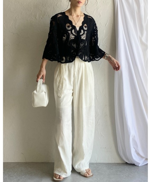 She's Closet カーディガン 綿100%半端袖ショート丈Vネック