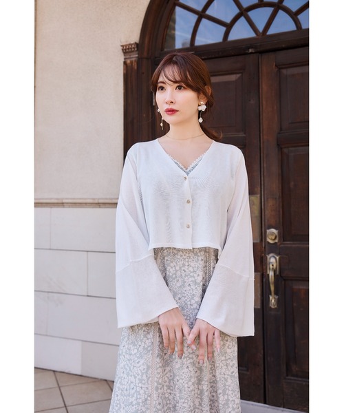 ハーリップトゥ長袖カーディガン M Cotton-Blend Jacquard Cardigan