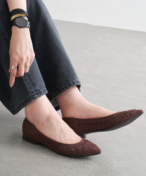 極美品 ルタロン ポインテッドサシメッシュフラット バレエシューズ レザー 現行 LE TALON シューズ 「追加」ポインテッドサシメッシュフラット