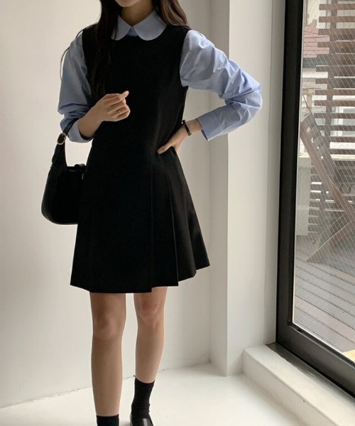 &her ブラック ジャンスカ プリーツ ジャンパースカート プリーツミニ : ZOZOTOWN Yahoo!店 - 通販 - Yahoo