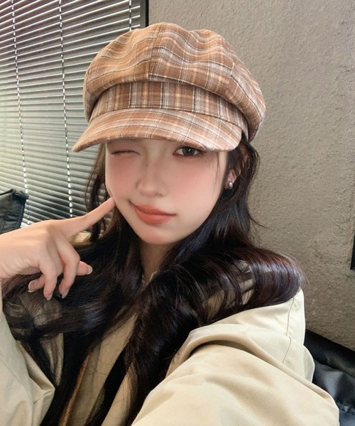 Chiina 帽子 キャスケット Chiina / チェック柄キャスケット帽