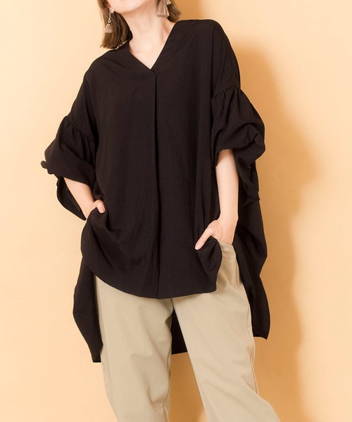 「OSMOSIS」 7分袖ブラウス ONE SIZE グリーン レディース_画像3