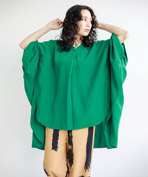 「OSMOSIS」 7分袖ブラウス ONE SIZE グリーン レディース_画像5