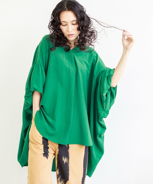「OSMOSIS」 7分袖ブラウス ONE SIZE グリーン レディース_画像8