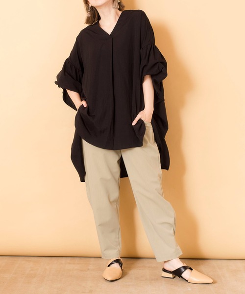 「OSMOSIS」 7分袖ブラウス ONE SIZE グリーン レディース_画像9